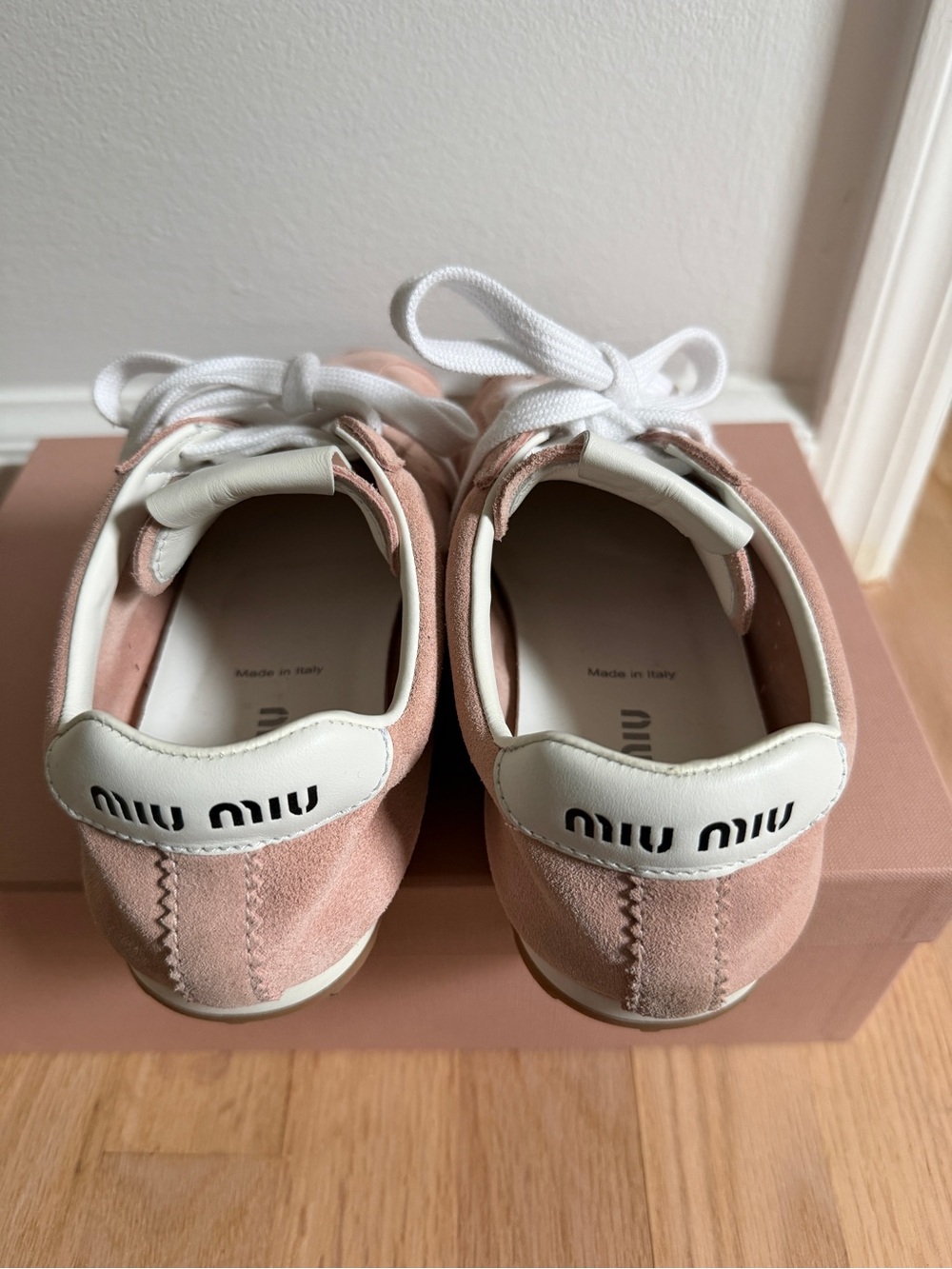 Miu Miu Plume Pink Suede Low-Top Sneakers 8.5 - Picture 3 of 5